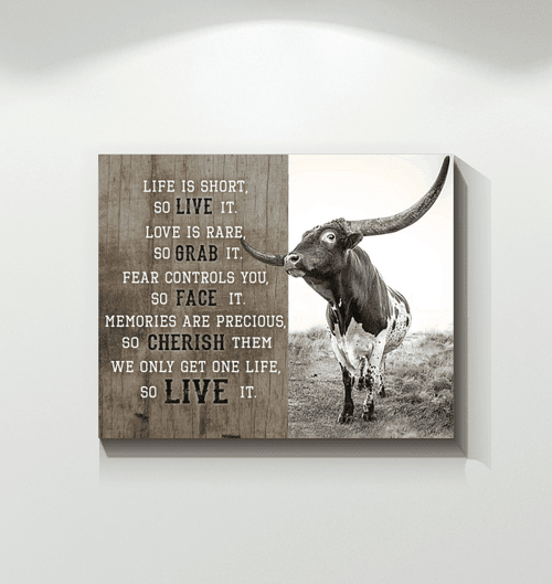 Texas Longhorn Matte Canvas Life Is Short So Live It Love Is Rare