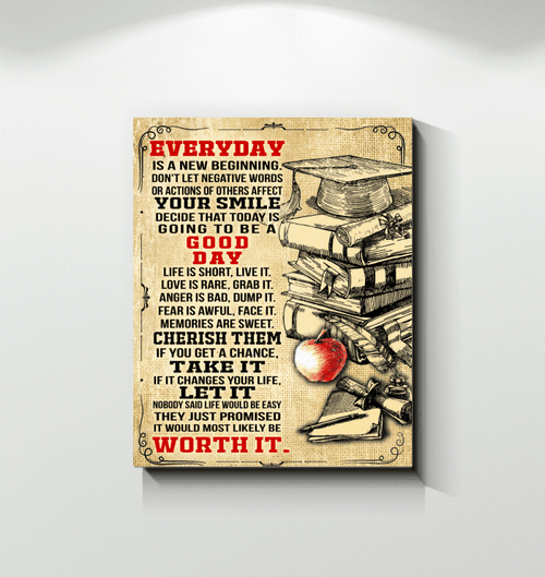 Everyday Is A New Beginning Matte Canvas For Book Lovers