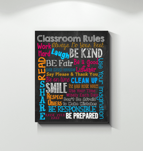 Classroom Rules Work Hard Read Share Gift For Teacher Matte Canvas