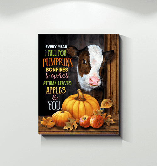 Cow Every Year I Fall For Pumpkins Bonfires S'mores Special Matte Canvas