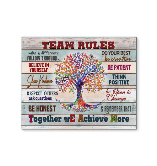 Matte Canvas Team Rules Together We Achieve More Gift For Co-worker