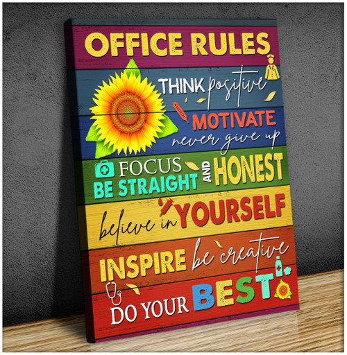 Office Rules Think Positive Special Matte Canvas Gift