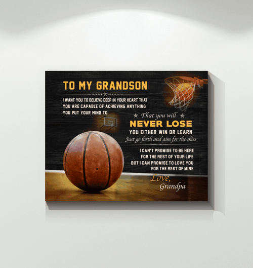 Basketball Matte Canvas Gift For Grandson You Will Never Lose