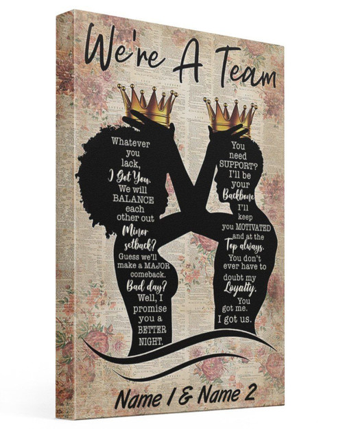 We Are A Team Black Couple Custom Name Gift For Lovers Matte Canvas