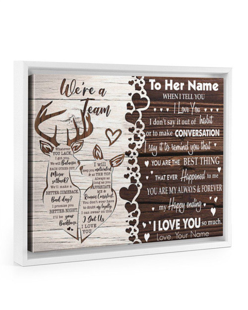 We're A Team Wild Deer Custom Name Gift For Wife Framed Matte Canvas