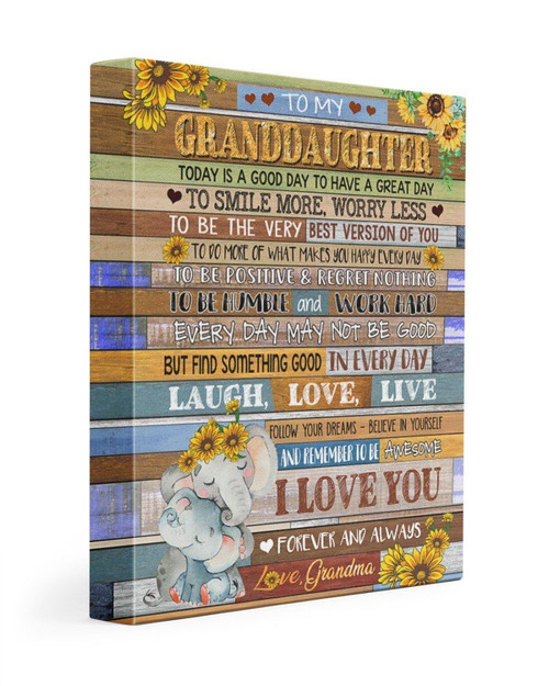 Elephant And Sunflower Laugh Love Live Grandma Gift For Granddaughter Matte Canvas