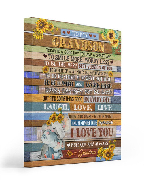 Today Is A Good Day Elephant Sunflower Grandma Gift For Grandson Matte Canvas