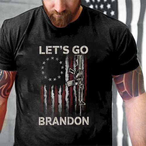 Biden Let's Go Brandon Gun Printed 2D Unisex T-Shirt