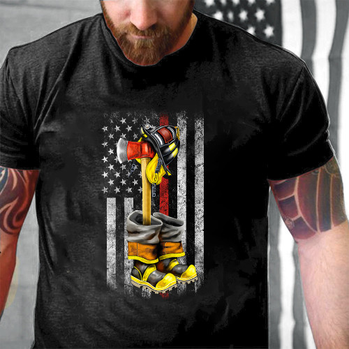 Firefighter Firefighter Thin Red Line Printed 2D Unisex T-Shirt