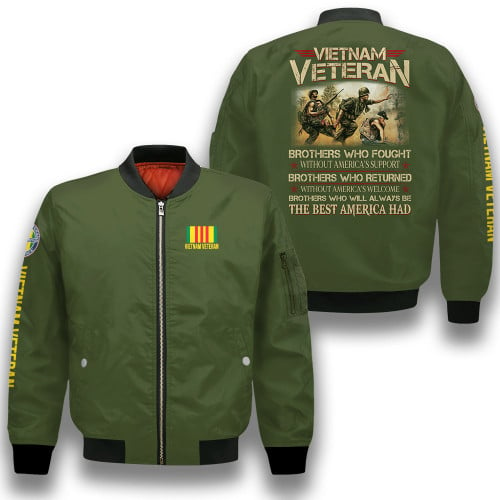 Vietnam Veteran Brothers Who Fought Without Americas Support Green 3D Printed Unisex Bomber Jacket