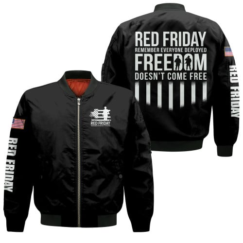 Red Friday Freedom Does Not Come Free Black 3D Printed Unisex Bomber Jacket