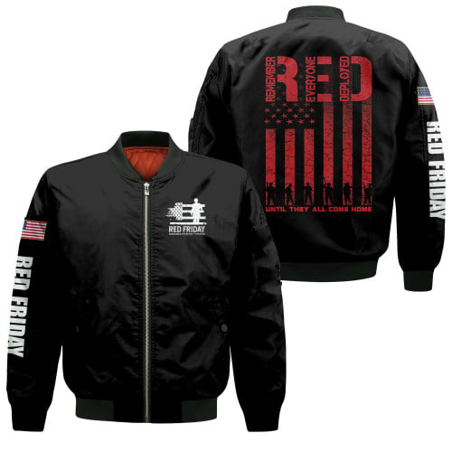 Red Friday Military Veteran Until They All Come Home Black 3D Printed Unisex Bomber Jacket