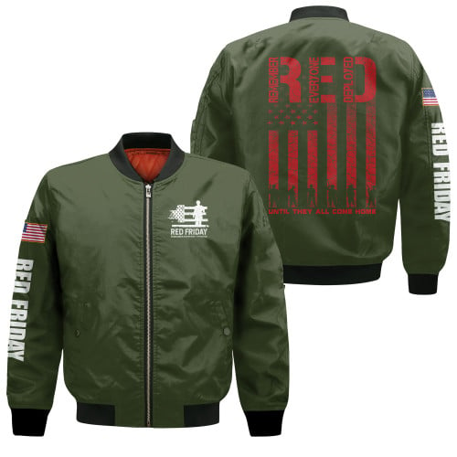 Red Friday Military Veteran Until They All Come Home Green 3D Printed Unisex Bomber Jacket