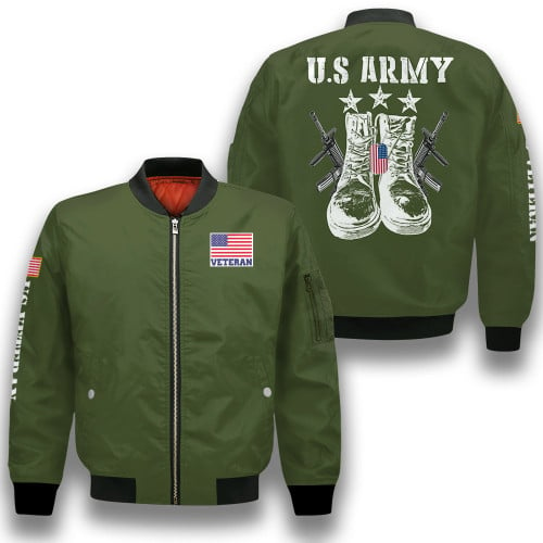 Patriotic Army 4Th Of July American Flag Green 3D Printed Unisex Bomber Jacket