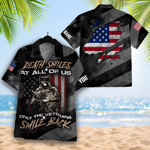 Personalized Veterans Death Smiles At All Only The Veteran Smile Back Hawaii Shirt Summer Aloha Shirt