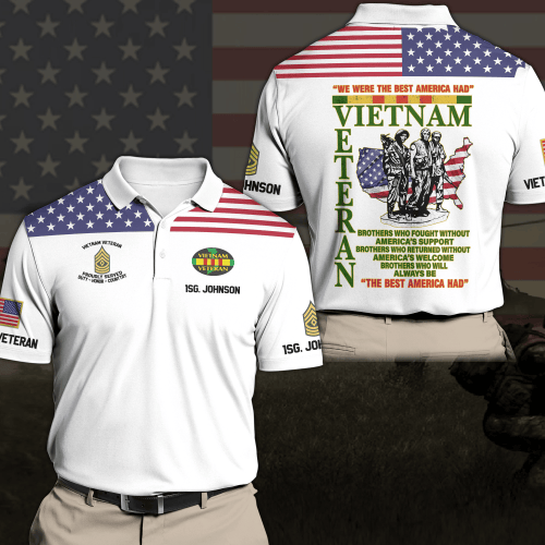 VIETNAM VETERAN Polo Shirt Custom Your Name,Text And Rank, Vietnam Veteran Shirt , Vietnam Veteran Gifts