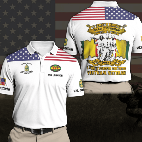VIETNAM VETERAN Polo Shirt Custom Your Name, Text And Rank, I Own it Forever The Title Vietnam Veteran, Veteran Shirt, Gift For Vietnam Veteran