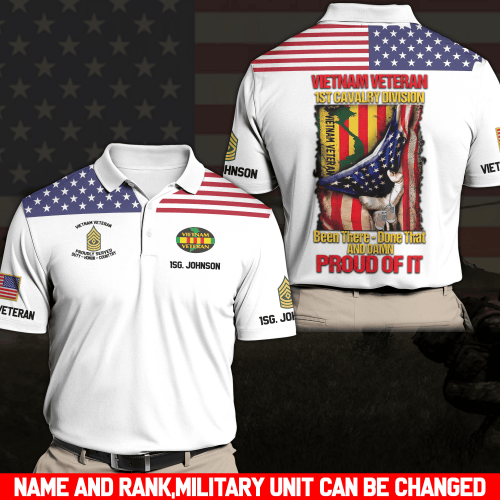 VIETNAM VETERAN Polo Shirt Custom Your Name, Rank, Text And Military Unit, Been There Done That And Damn Proud Of It, Veteran Shirt, Gift For Vietnam Veteran
