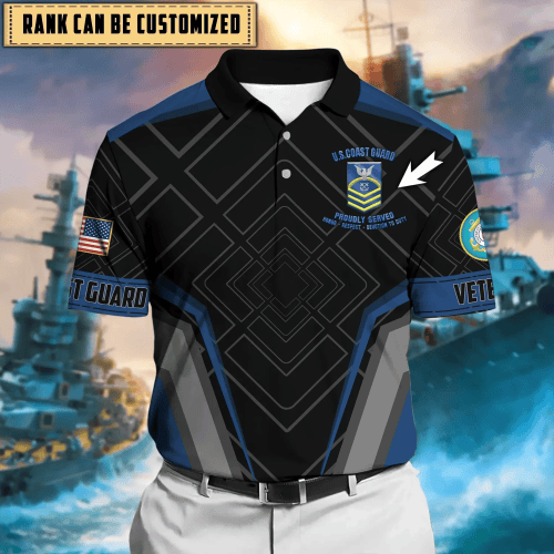 Premium Custom Rank US Military US Coast Guard Veteran Polo Shirt PVC24020505