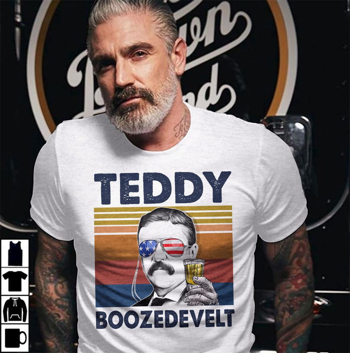 Teddy Boozedevelt US Drinking 4th Of July Vintage Shirt Independence Day American T-Shirt - ATMTEE