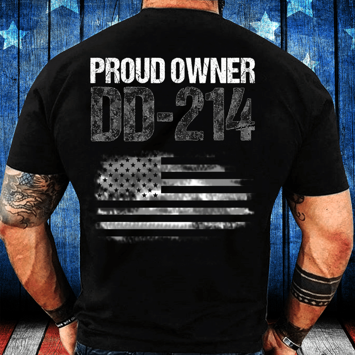 Patriotic Military Veteran Status Proud Owner DD-214 T-Shirt - ATMTEE