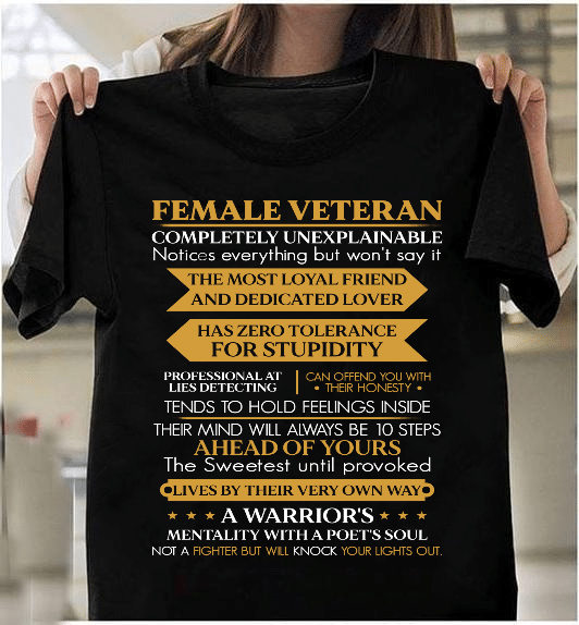 Female Veteran A Warrior's Mentality With A Poet's Soul T-Shirt - ATMTEE