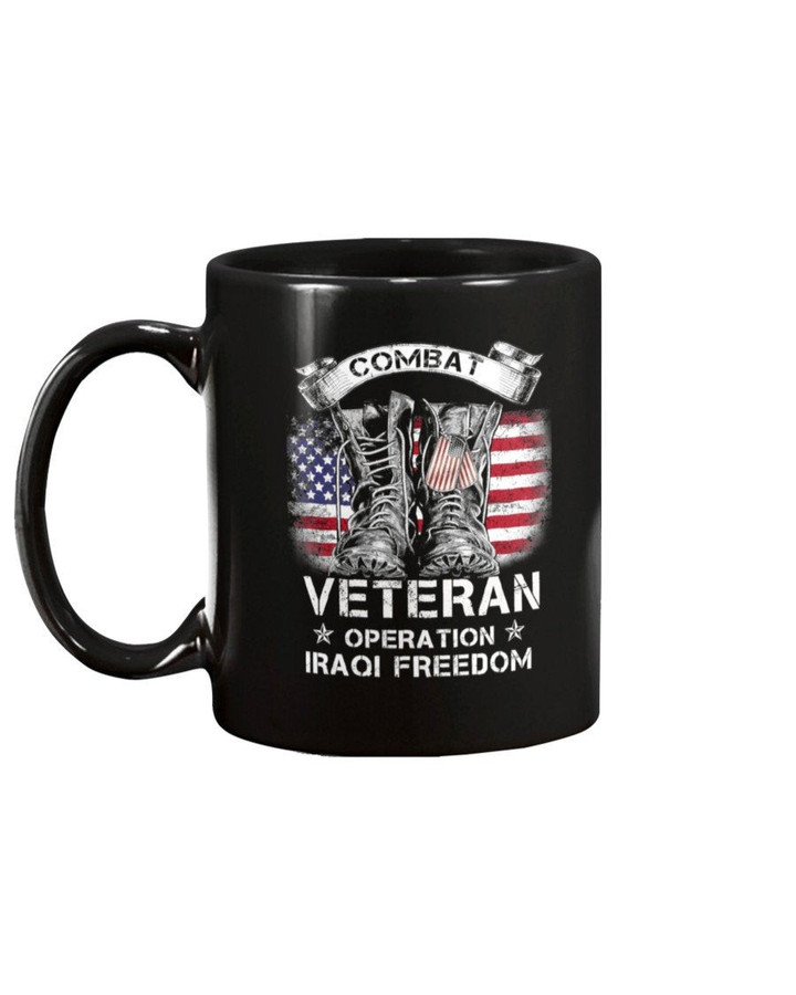 Combat Veteran Iraqi Freedom Military American Flag Gift Mug - ATMTEE