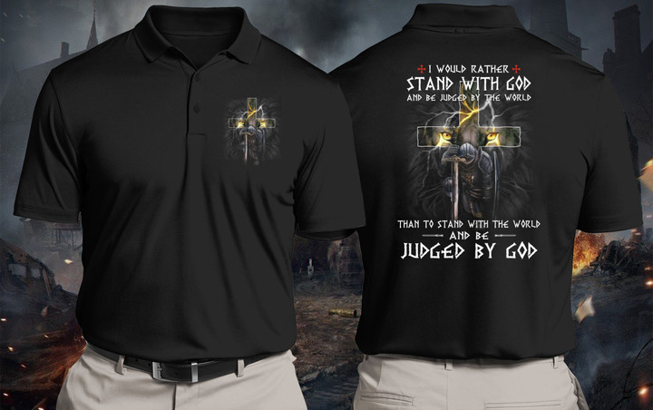 Christian Polo Shirt I Would Rather Stand With God Lion Father's Day Gift For Dad Polo Shirt