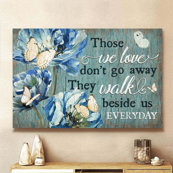 Colorful Butterfly, Blue Flower, Pastel Background, They Walk Beside Us Everyday - Heaven Landscape Canvas Prints, Wall Art