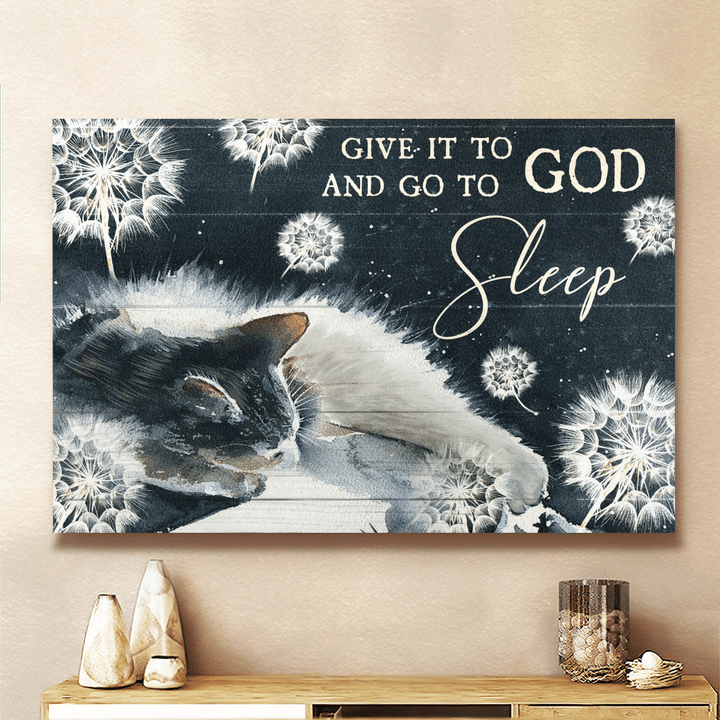 Give It To God And Go To Sleep - Cat - Jesus - Landscape Canvas - Wall Art