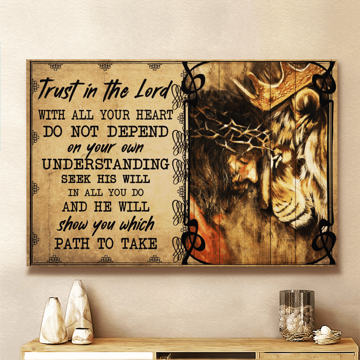 Trust In The Lord, Lion Wall Art, Christian Canvas Prints