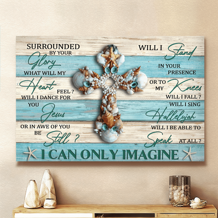 Seashell Cross, I Can Only Imagine, Jesus Landscape Canvases, Wall Art