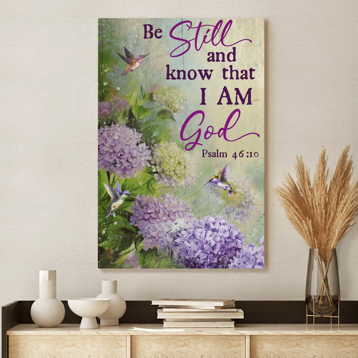 Be Still And Know That I Am God, Flower, Hummingbird, God Canvas, Christian Wall Art
