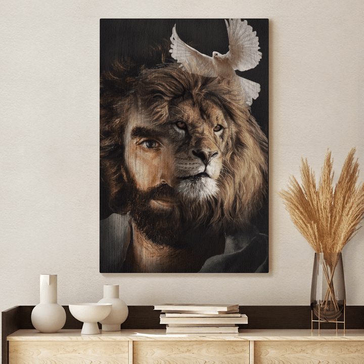 Lion Of Judah, Jesus Painting, Lion And The Dove - Jesus Portrait Canvas Prints, Christian Wall Art