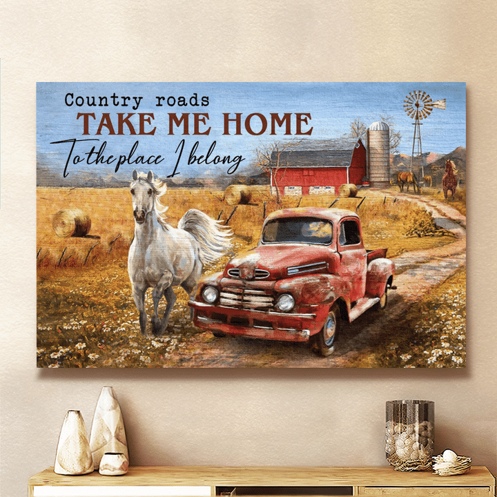 White Horse, Rice Field Drawing, Ladybug Car, Country Roads Take Me Home - Jesus Landscape Canvas Prints, Christian Wall Art