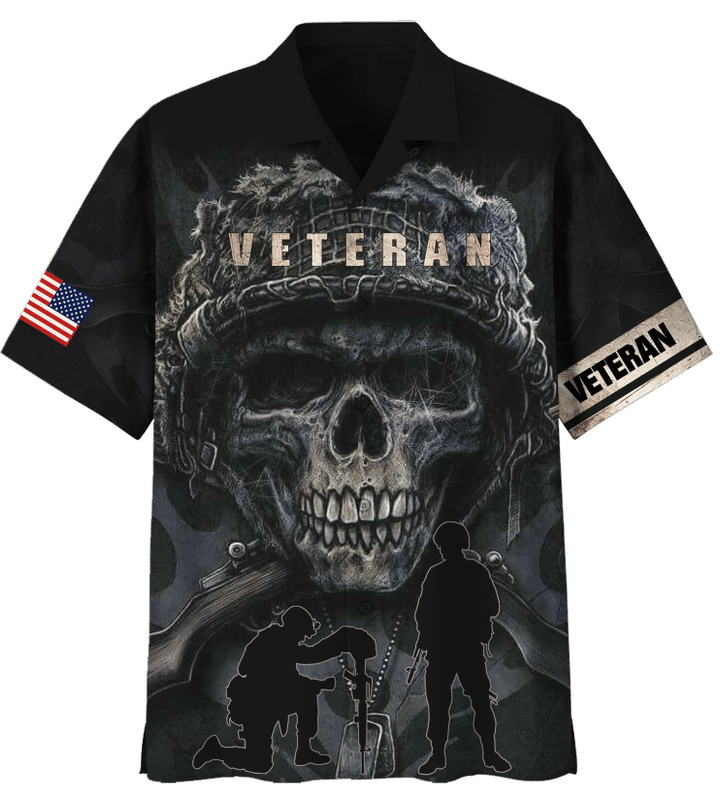 Veteran Shirt, Veteran Skull Hawaiian Shirt