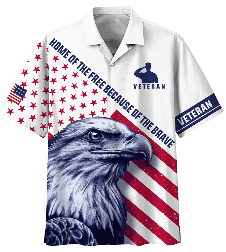 Veteran Shirt, Home Of The Free Because Of The Brave Eagle Hawaiian Shirt