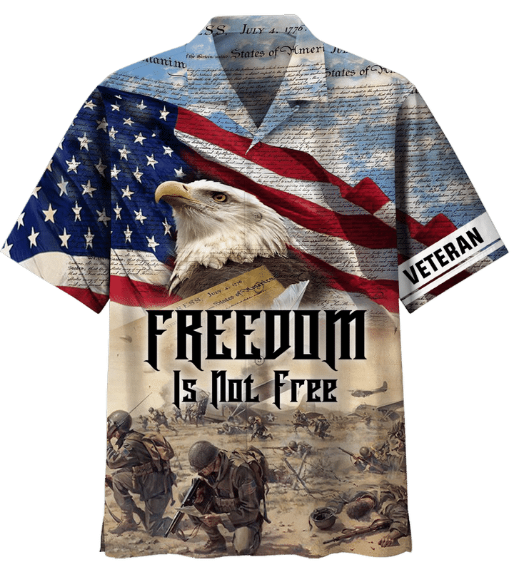 Veteran Shirt, Freedom Is Not Free America FLag Eagle Hawaiian Shirt
