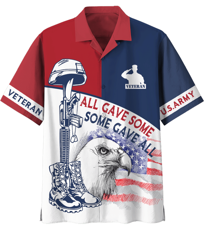 Veteran Shirt, US Army All Gave Some, Some Gave All Eagle American Flag Hawaiian Shirt