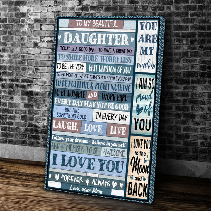 Personalized To My Beautiful Daughter To Smile More Worry Less, Gift For Daughter Canvas - ATMTEE
