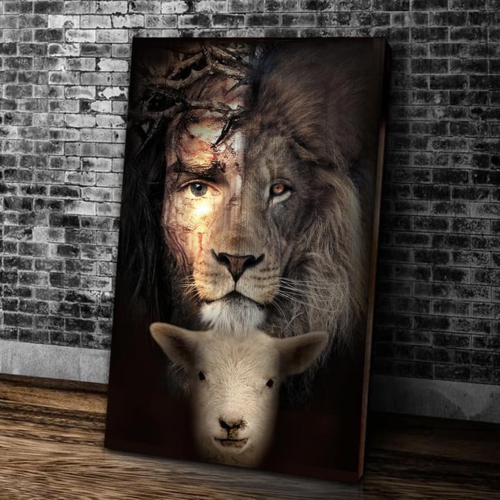 Jesus Lion And Lamb The Perfect Combination Canvas, Lion Of Judah, Easter Canvas, Christian Canvas - ATMTEE