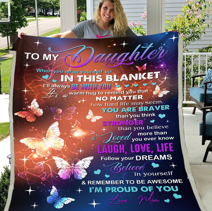 Personalized Daughter Blanket, Daughter's Gift, To My Daughter When You Wrap Yourself Butterfly Fleece Blanket - ATMTEE