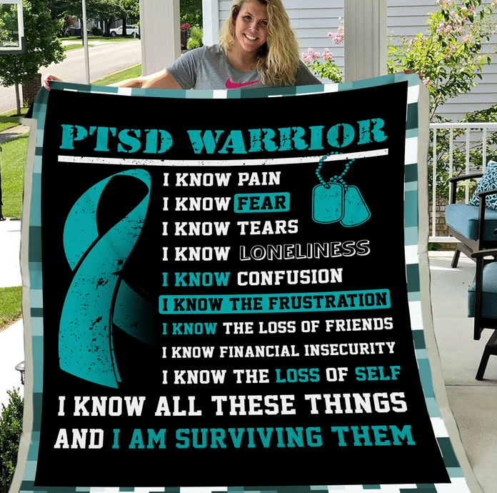 PTSD Blanket - PTSD, Warrior, Us Veteran, Quotes Blanket, Veteran ATM-PTSDBl06 Fleece Blanket - ATMTEE