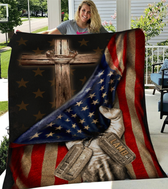 Personalized Blanket Christian Flag, Behind In The Flag  Fleece Blanket - ATMTEE
