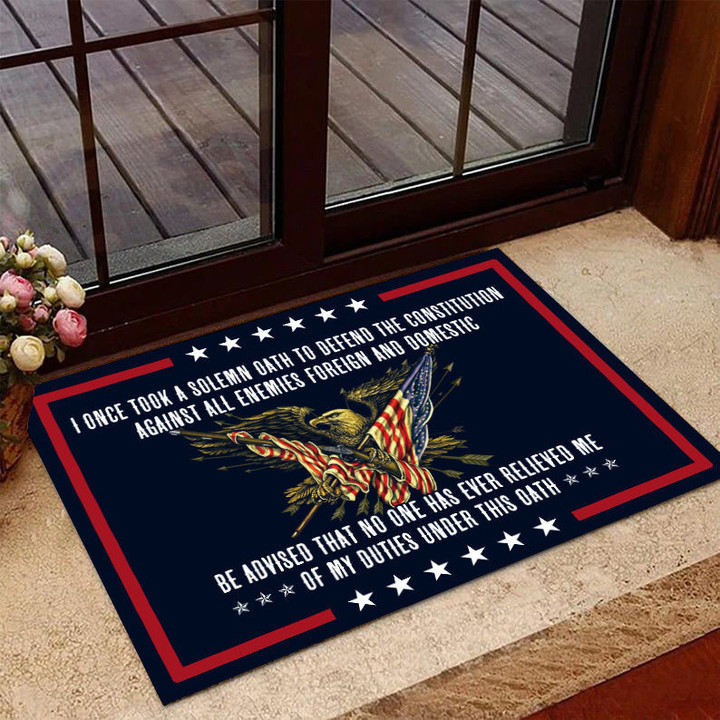 Veteran Doormat, Welcome Rug, I Once Took A Solemn Oath To Defend The Constitution Door Mats - ATMTEE