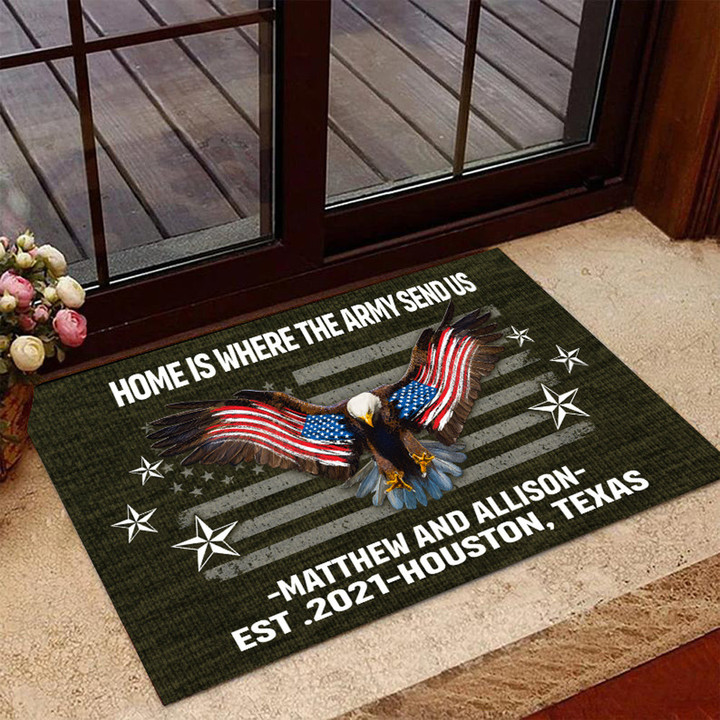 Veteran Personalized Doormat Home Is Where The Military Send Us Doormat