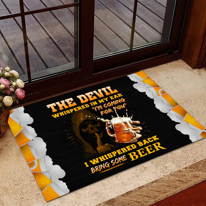 Veteran Welcome Rug, Veteran Mat, The Devil Whispered In My Ear, I Whispered Back Bring Some Beer Doormat - ATMTEE
