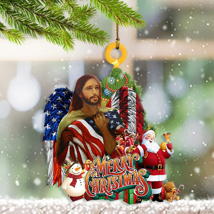 God Bless America Ornament Merry Christmas Ornament Religious Christmas Decor