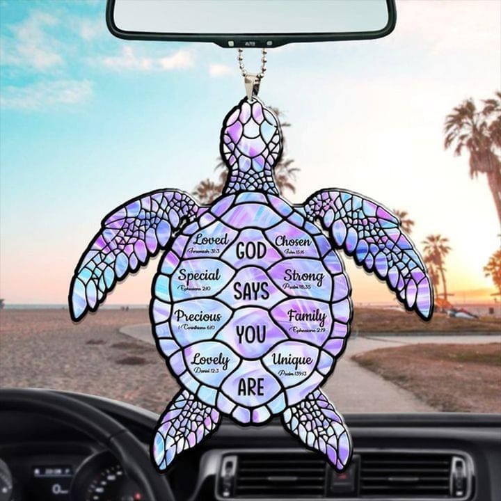 Turtle God Say You Are Chosen Loved Unique Car Hanging Ornament Rear View Mirror Decorations