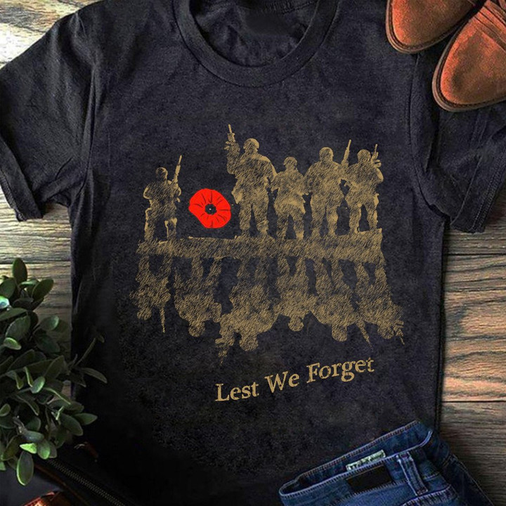 Veterans Poppy Lest We Forget Shirt Military Pride Memorial Day T-Shirt Gift For Veterans